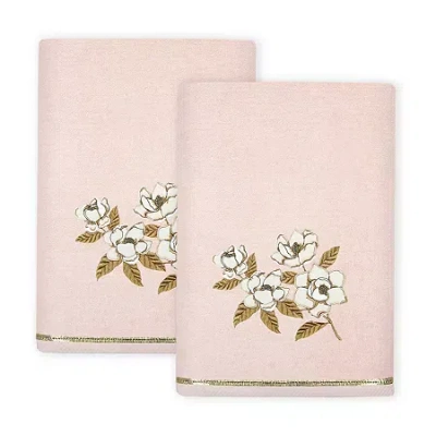 Linum Home Textiles Maggie 2-pc. Embellished Floral Bath Towel In Pink