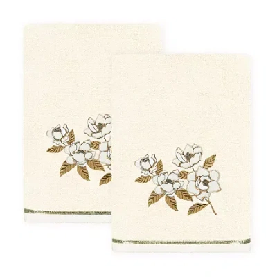 Linum Home Textiles Maggie 2-pc. Embellished Floral Bath Towel In White