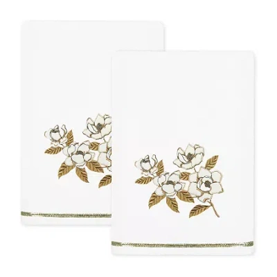 Linum Home Textiles Maggie 2-pc. Embellished Floral Bath Towel In White