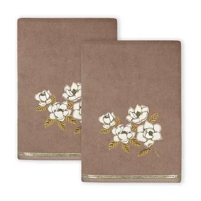 Linum Home Textiles Maggie 2-pc. Embellished Floral Bath Towel In Gray