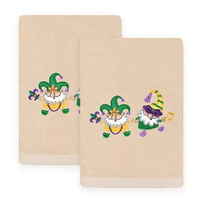 Linum Home Textiles Mardi Gras Gnomes Embroidered 2-pc. Hand Towel In Neutral