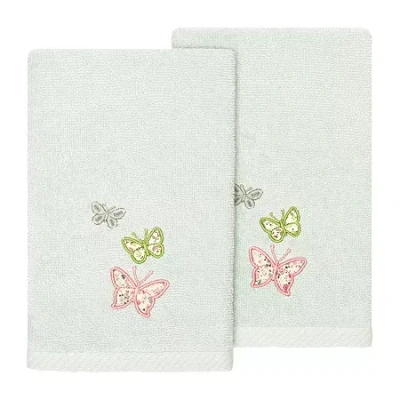 Linum Home Textiles Mariposa 2-pc. Embellished Fingertip Towel In Blue