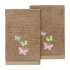 Linum Home Textiles Mariposa 2-pc. Embellished Fingertip Towel In Brown