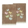 Linum Home Textiles Mariposa 2-pc. Embellished Hand Towel In Brown