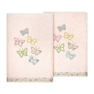 Linum Home Textiles Mariposa 2-pc. Embellished Hand Towel In Pink