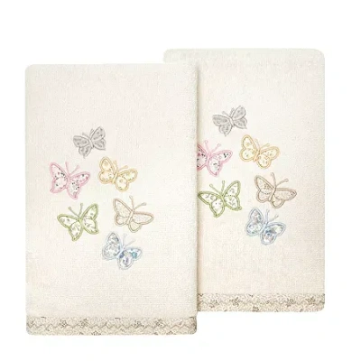 Linum Home Textiles Mariposa 2-pc. Embellished Hand Towel In White