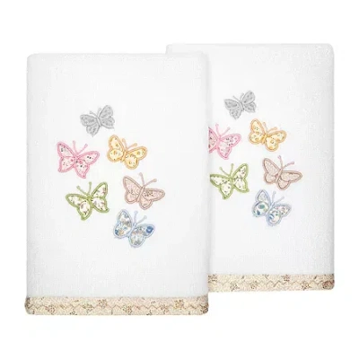 Linum Home Textiles Mariposa 2-pc. Embellished Hand Towel In White