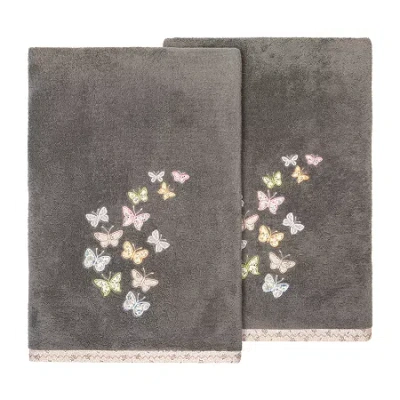 Linum Home Textiles Mariposa Embellished 2-pc. Bath Towel Set In Gray