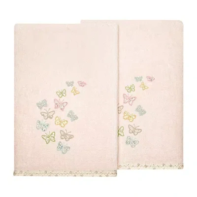 Linum Home Textiles Mariposa Embellished 2-pc. Bath Towel Set In Pink