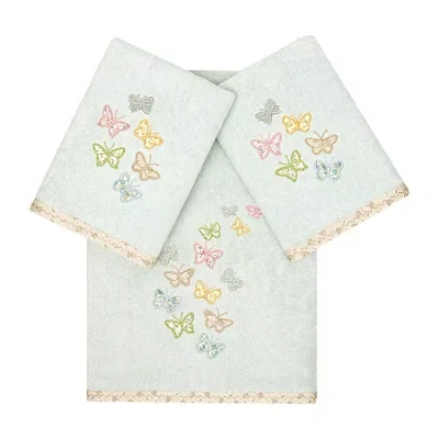 Linum Home Textiles Mariposa Embellished 3-pc. Bath Towel Set In Blue