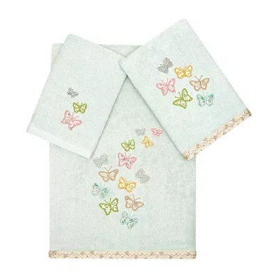 Linum Home Textiles Mariposa Embellished 3-pc. Bath Towel Set In Blue