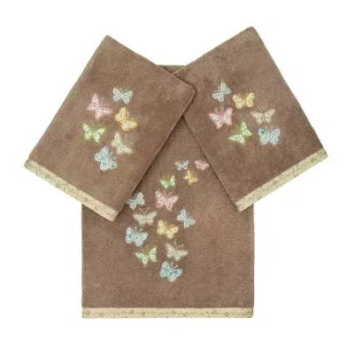Linum Home Textiles Mariposa Embellished 3-pc. Bath Towel Set In Brown
