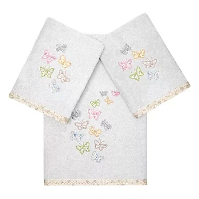 Linum Home Textiles Mariposa Embellished 3-pc. Bath Towel Set In Gray