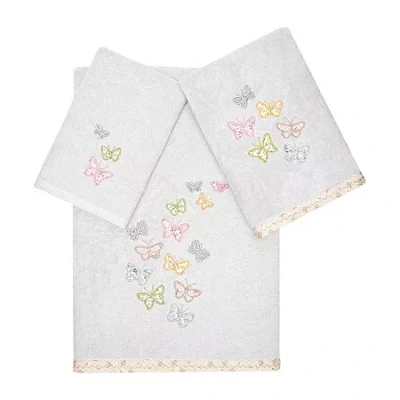 Linum Home Textiles Mariposa Embellished 3-pc. Bath Towel Set In Gray