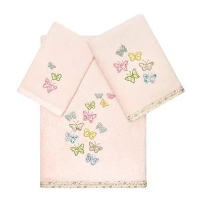 Linum Home Textiles Mariposa Embellished 3-pc. Bath Towel Set In Pink