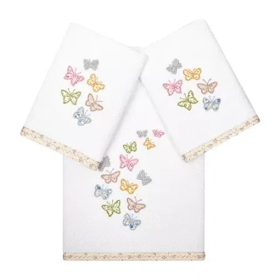 Linum Home Textiles Mariposa Embellished 3-pc. Bath Towel Set In White