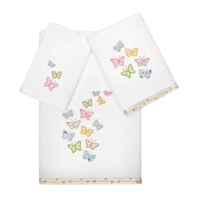 Linum Home Textiles Mariposa Embellished 3-pc. Bath Towel Set In White