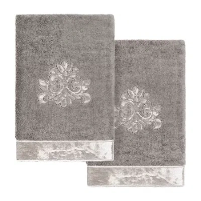 Linum Home Textiles May 2-pc. Embellished Hand Towel In Gray