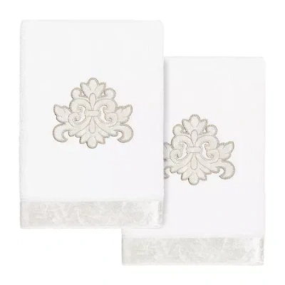 Linum Home Textiles May 2-pc. Embellished Hand Towel In White