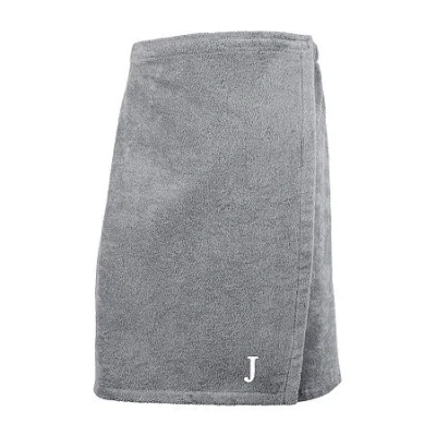 Linum Home Textiles Mens Personalized Quick Dry Bath Wrap In Gray