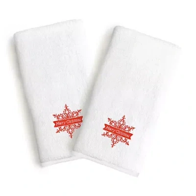 Linum Home Textiles Merry Christmas 2-pc. Hand Towel In White