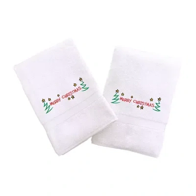 Linum Home Textiles Merry Christmas 2-pc. Hand Towel In White