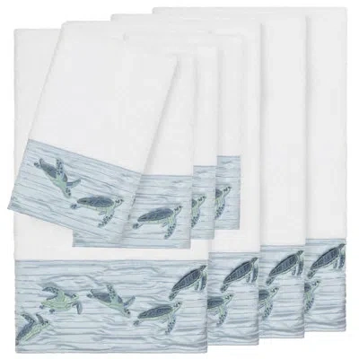 Linum Home Textiles Mia 8 Piece Turkish Cotton Towel Set In White
