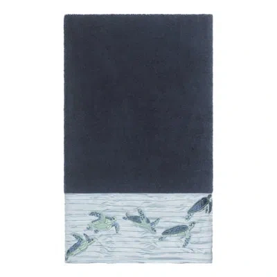 Linum Home Textiles Mia Embellished Turkish Cotton Bath Towel In Midnight Blue