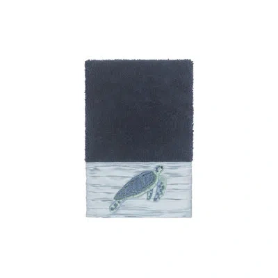Linum Home Textiles Mia Embellished Turkish Cotton Washcloth In Midnight Blue