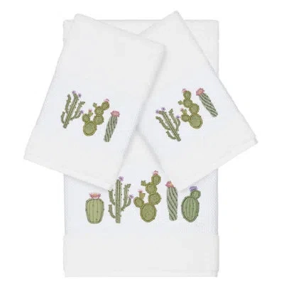 Linum Home Textiles Mila 100% Turkish Cotton Embellished 3 Piece Towel Set In White