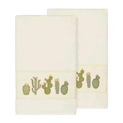 Linum Home Textiles Mila 2-pc. Embellished Floral Bath Towel In White