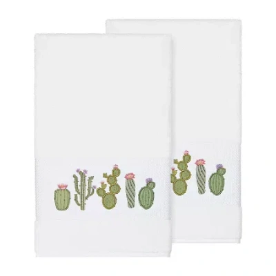 Linum Home Textiles Mila 2-pc. Embellished Floral Bath Towel In White