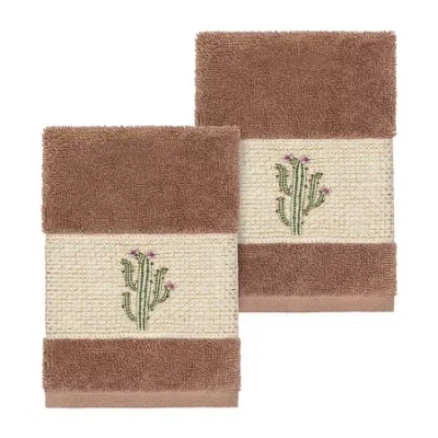 Linum Home Textiles Mila Embellished 2-pc. Embellished Washcloth In Brown
