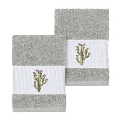 Linum Home Textiles Mila Embellished 2-pc. Embellished Washcloth In Gray