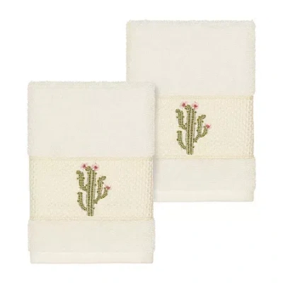 Linum Home Textiles Mila Embellished 2-pc. Embellished Washcloth In White