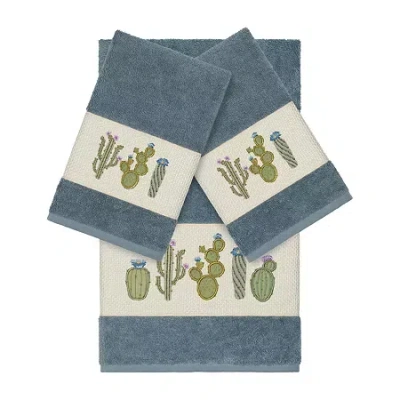 Linum Home Textiles Mila Embellished 3-pc. Bath Towel Set In Blue
