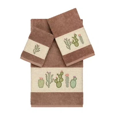 Linum Home Textiles Mila Embellished 3-pc. Bath Towel Set In Brown