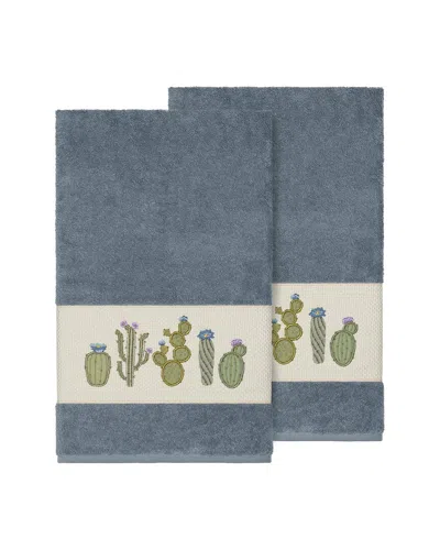 Linum Home Textiles Mila Turkish Cotton 2pc Embellished Bath Towel Set In Brown