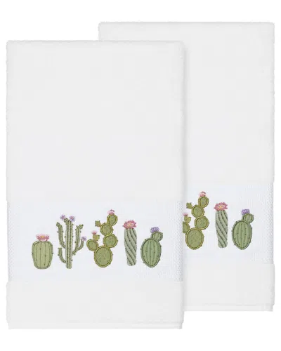 Linum Home Textiles Mila Turkish Cotton 2pc Embellished Bath Towel Set In Blue