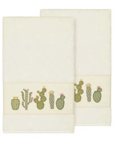 Linum Home Textiles Mila Turkish Cotton 2pc Embellished Bath Towel Set In Neutral