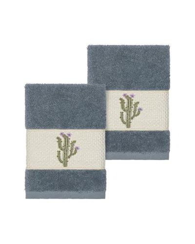 Linum Home Textiles Mila Turkish Cotton 2pc Embellished Washcloth Set In Animal Print