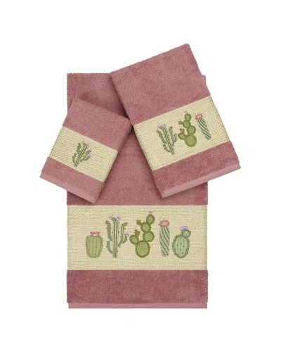 Linum Home Textiles Mila Turkish Cotton 3pc Embellished Towel Set In Brown