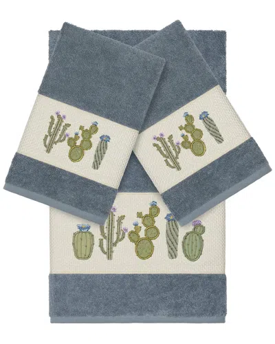 Linum Home Textiles Mila Turkish Cotton 3pc Embellished Towel Set In Gray