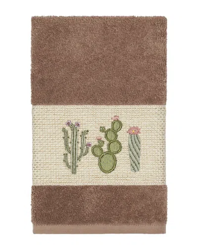 Linum Home Textiles Mila Turkish Cotton Embellished Hand Towel In Brown