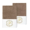 Linum Home Textiles Monica Gold 2-pc. Embellished Hand Towel In Brown