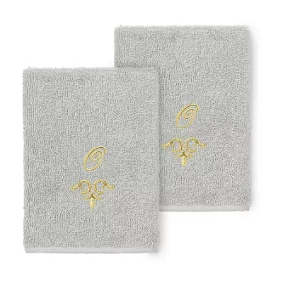 Linum Home Textiles Monica Gold 2-pc. Embellished Washcloth In Gray