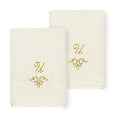 Linum Home Textiles Monica Gold 2-pc. Embellished Washcloth In White