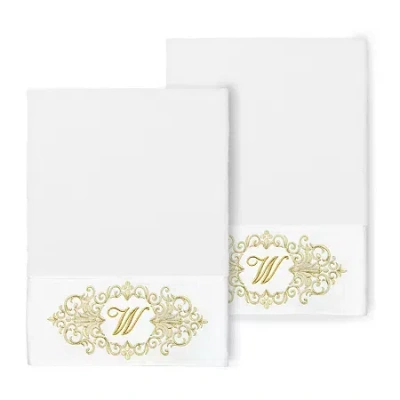 Linum Home Textiles Monica Gold Embellished 2-pc. Bath Towel Set In White
