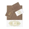 Linum Home Textiles Monica Gold Embellished 3-pc. Bath Towel Set In Brown