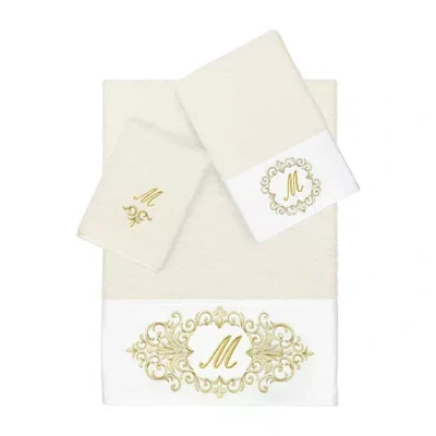 Linum Home Textiles Monica Gold Embellished 3-pc. Bath Towel Set In Neutral